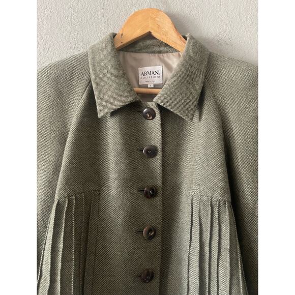 ARMANI COLLEZIONI Sage Green Wool Pintuck Swing Jacket - Picture 5 of 9